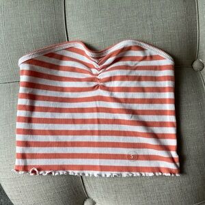 Striped Orange and White Tube Top